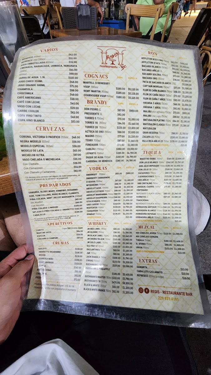 Restaurant Bar Regis Menu - Image 1